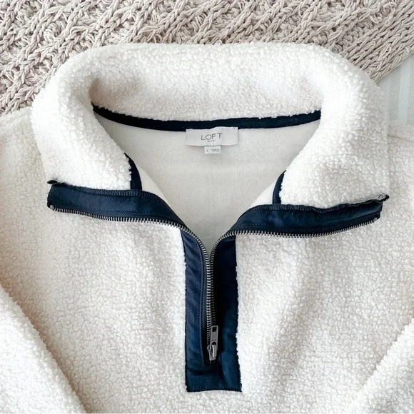 Loft Cream Sherpa Quarter Zip - Picture 2 of 3